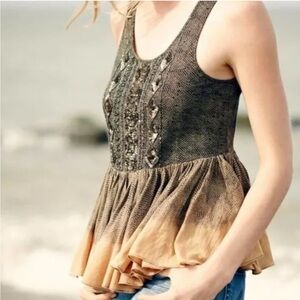 Anthropologie AKEMI + KIN Suva Beaded Peplum Tank With Dipped Dyed Hem S…